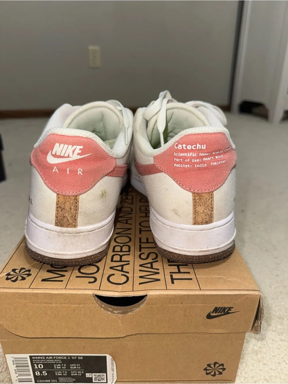 Nike Women’s White AF1 w/ Embroidered Leaf Accent
